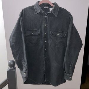 Vintage Five Brother Faded Black Cotton Button-Down Shirt Size Large Tall